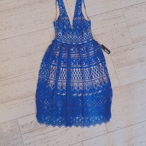 Blue midi crotchet dress
